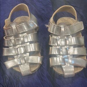 Wonder Nation Silver Gladiator Sandals Cushioned Footbed